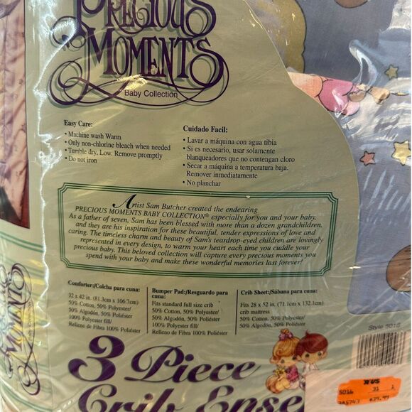 1999 Precious Moments 3-Piece Ensemble Angel Bless This Baby Crib Set NEW! VTG - Picture 6 of 9